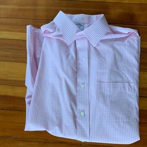 Brooks brothers pink check dress shirt